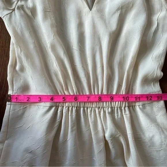 Vince Poet Long Sleeve Dress in Sandalwood Beige Textured Sheer Asymmetrical Hem - Picture 15 of 16